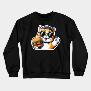 Cool Tabby Exotic Shorthair Cat Hamburger Greetings Crewneck Sweatshirt